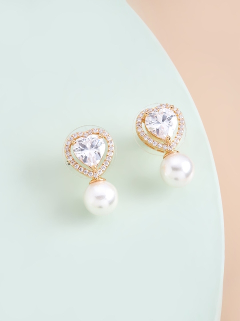 

Kushal's Fashion Jewellery White Heart Shaped Studs Earrings