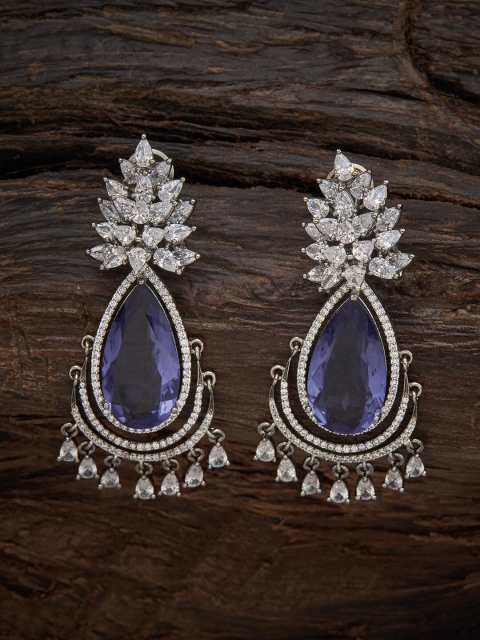 

Kushal's Fashion Jewellery Purple Teardrop Shaped Drop Earrings
