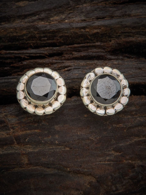 

Kushals Fashion Jewellery 92.5 Silver Black Circular Studs Earrings