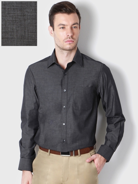 

Peter England Men Charcoal Grey Classic Regular Fit Solid Formal Shirt