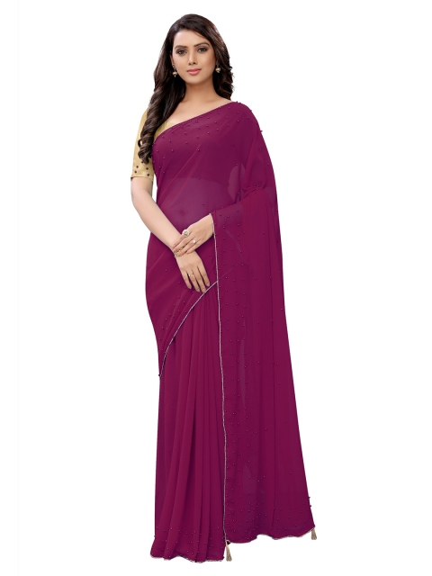

APNISHA Purple Pure Georgette Saree