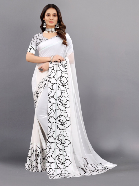 

APNISHA White & Black Pure Georgette Saree