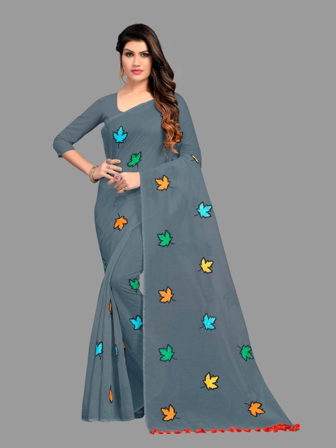 

APNISHA Grey & Yellow Pure Cotton Saree