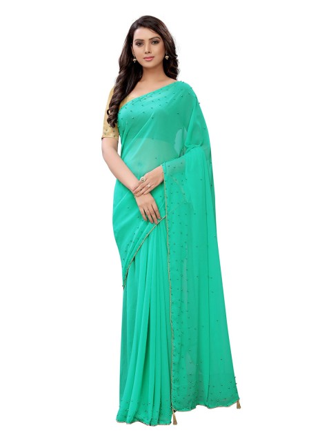 

APNISHA Green Pure Georgette Saree