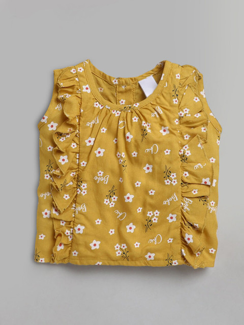 

Hopscotch Yellow Floral Print Top