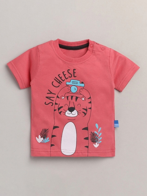 

Hopscotch Boys Peach-Coloured V-Neck Raw Edge T-shirt