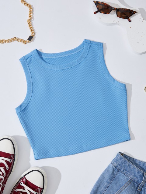 

URBANIC Blue Tank Crop Top