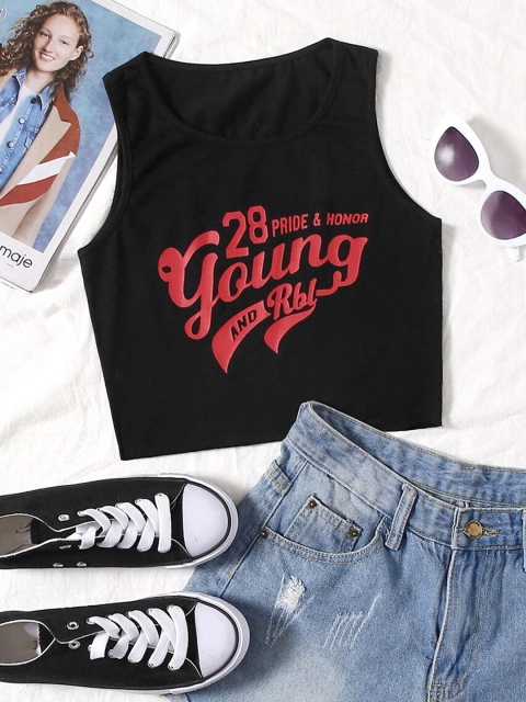 

URBANIC Black Print Top