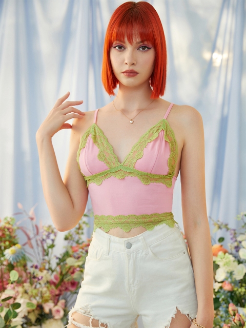 

URBANIC Pink Styled Back Crop Top