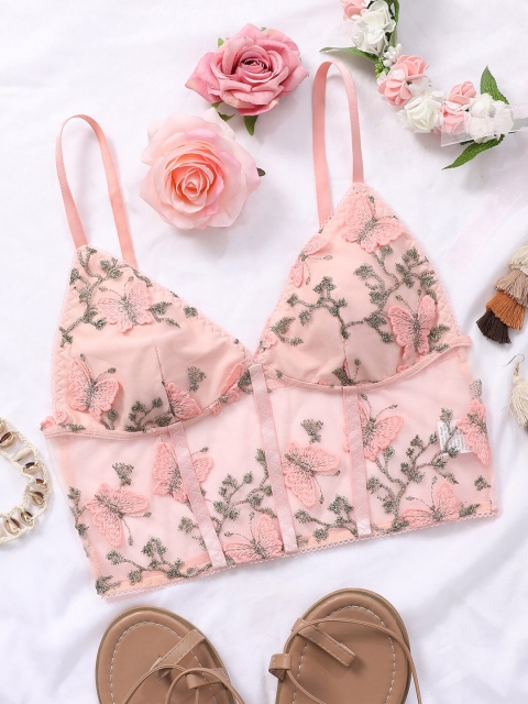 

URBANIC Pink Floral Print Wrap Top