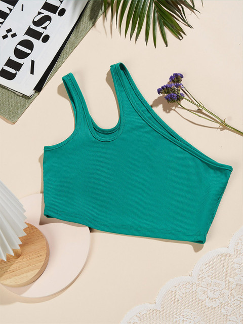 

URBANIC Green One Shoulder Tank Top