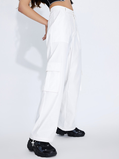 

URBANIC Women White Cargos Trousers