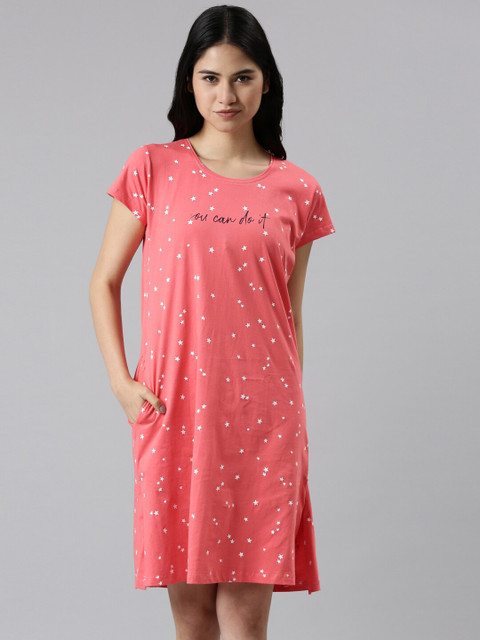 

GOLDSTROMS Peach-Coloured Printed Nightdress