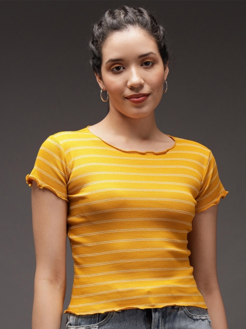 

Darzi Multicoloured & ochre Striped Top, Multi