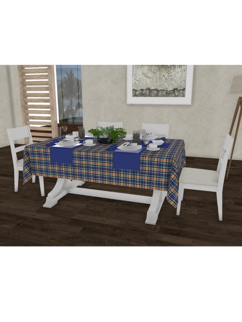 

Lushomes Blue Checks Pure Cotton Table Cloth
