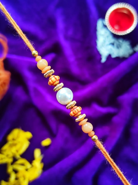 

CRAYTON Men Orange Beaded Rakhi