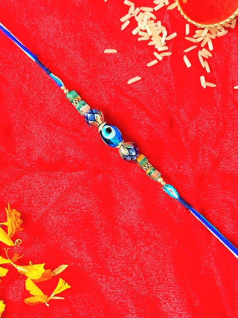 

CRAYTON Men Blue Evil-Eye Beaded Thread Rakhi