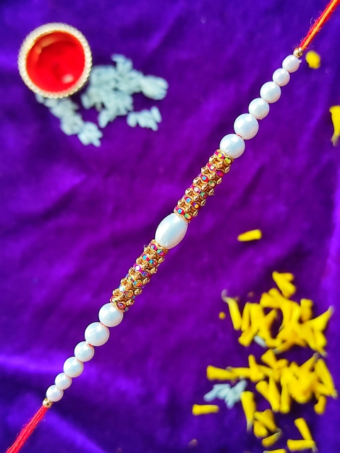 

CRAYTON Men Multi-Colored Pearl Beaded Tie-Up Rakhi