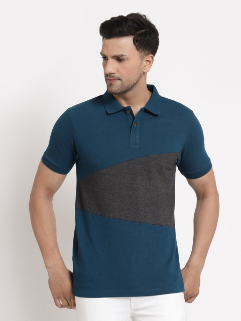 

Kalt Men Teal Polo Collar T-shirt