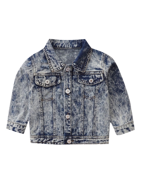 

Hopscotch Girls Blue Floral Crop Denim Jacket