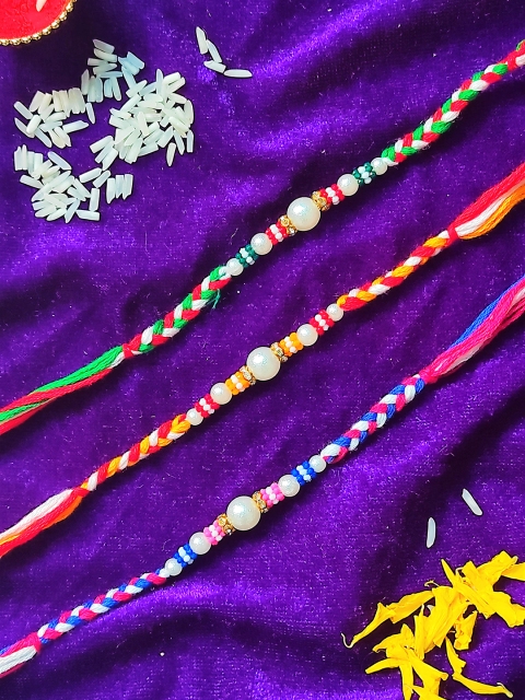

CRAYTON Men Set Of 3 Multi-Colored Tie-Up Rakhi