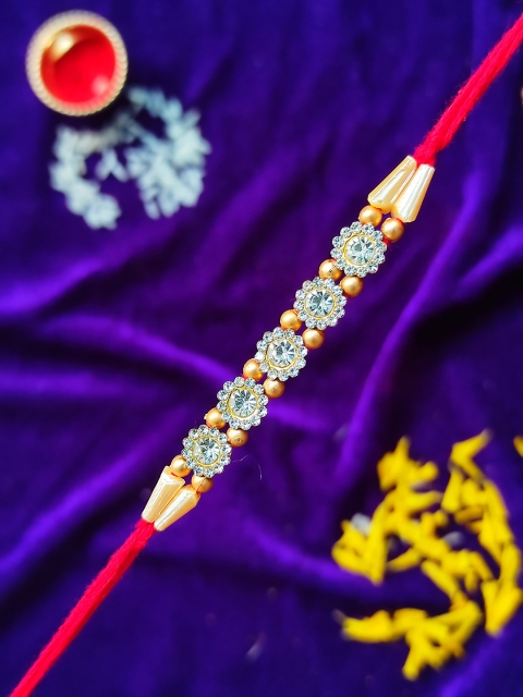 

CRAYTON Men Multi-Colored Diamond Studded Tie-Up Rakhi
