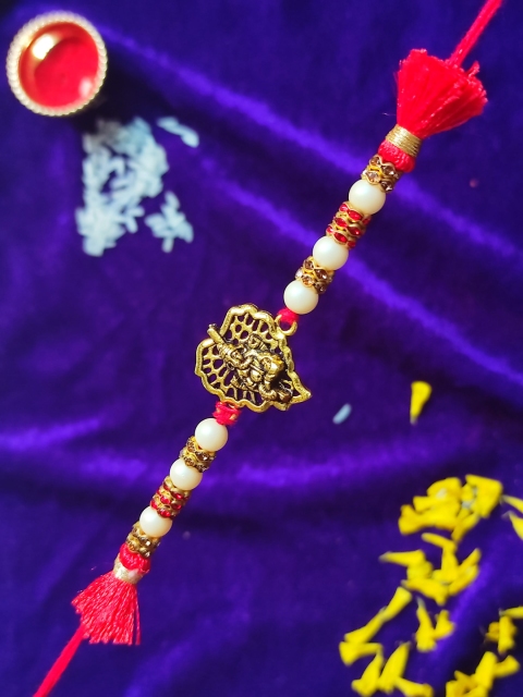 

CRAYTON Men Multicoloured Ganpati With Pan Leaf Traditional Rakhi, Multi