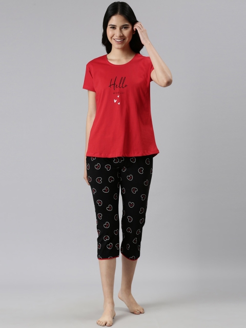 

GOLDSTROMS Women Red & Black Printed Night suit