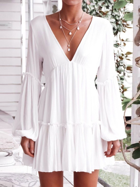 

URBANIC White Peplum Dress