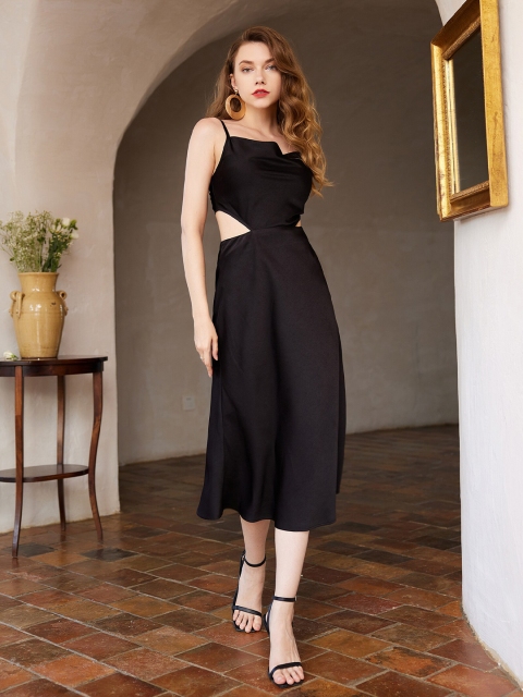 

URBANIC Black Sheath Midi Dress