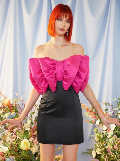 

URBANIC Rose Off-Shoulder Bodycon Dress
