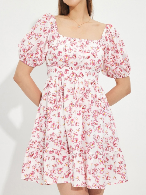 

URBANIC Pink Floral Dress