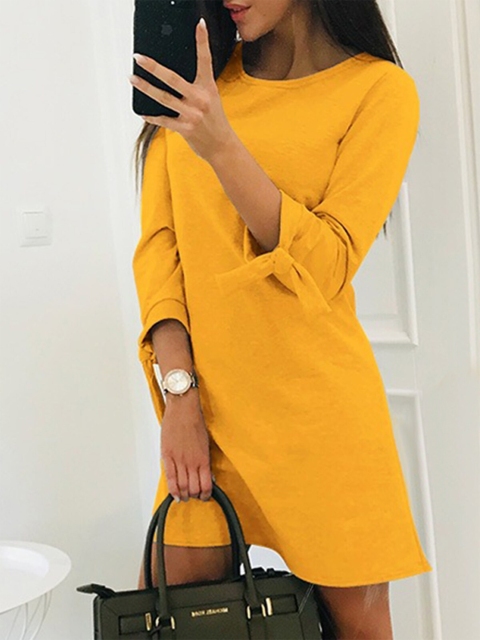 

URBANIC Yellow A-Line Dress