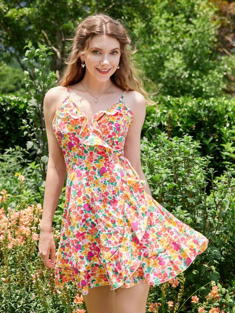 

URBANIC Red Floral Dress