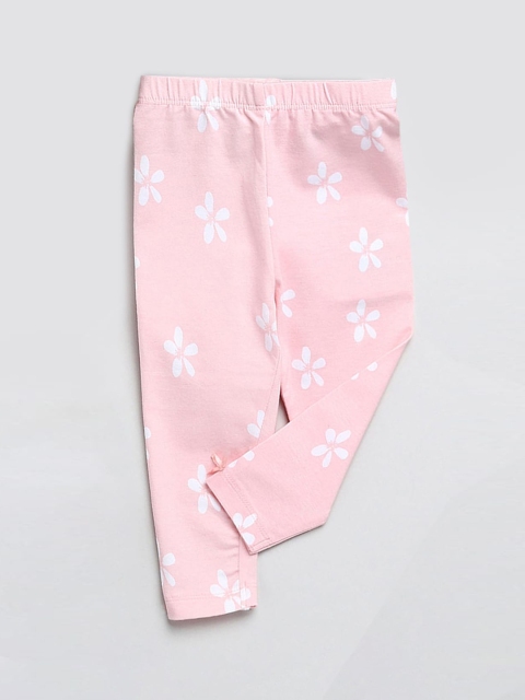 

Hopscotch Girls Pink Printed Cotton Ankle-Length Leggings