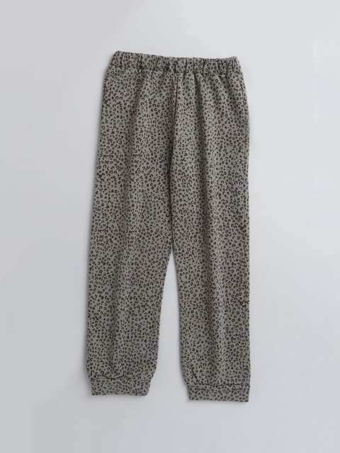 

Hopscotch Girls Grey Printed Cotton Joggers
