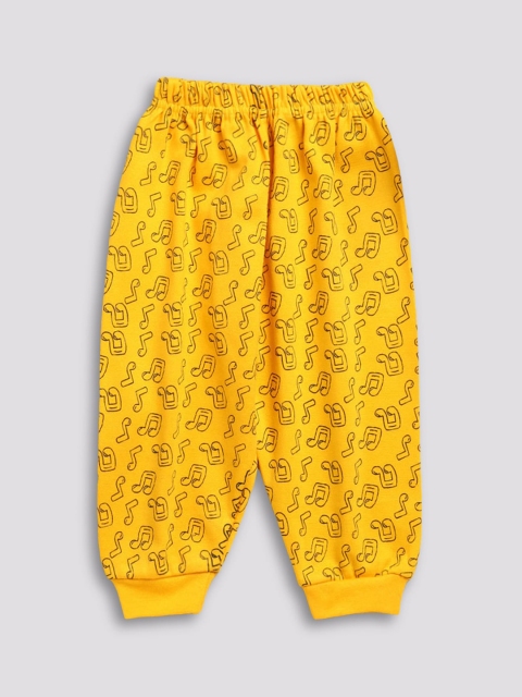 

Hopscotch Boys Yellow Printed Cotton Track Pants