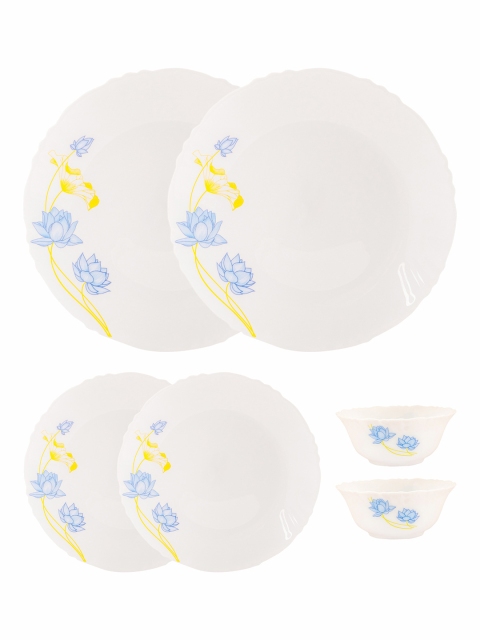

Cello White & Yellow 6 Pieces Floral Printed Opalware Glossy Dinner Set