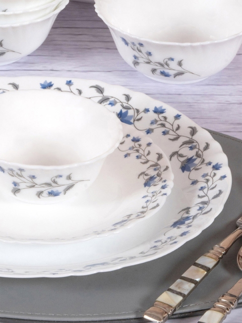 

Cello White & Blue 6 Pieces Floral Printed Opalware Glossy Dinner Set