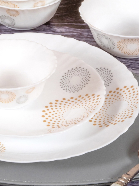 

Cello White & Brown 6 Pieces Floral Printed Opalware Glossy Dinner Set