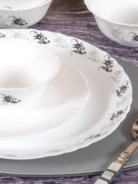 

Cello White & Purple 6 Pieces Floral Printed Opalware Glossy Dinner Set