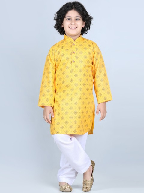 

Kidling Boys Mustard Yellow Floral Kurta with Salwar