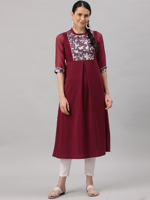 

ALC Creations Women Purple Yoke Design Crepe Kurta
