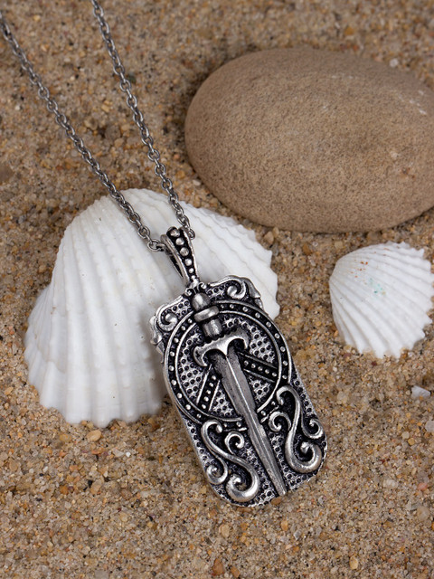 

Dare by Voylla Men Silver-Toned Handcrafted Pendant with Chain