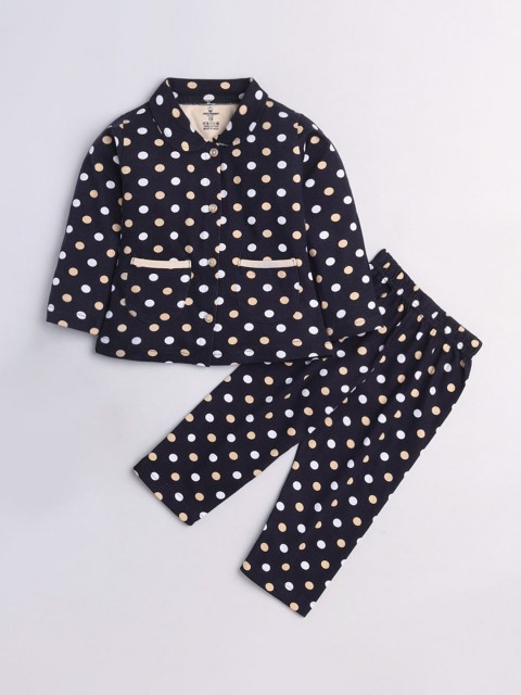 

Hopscotch Girls Navy Blue & Beige Printed Night suit