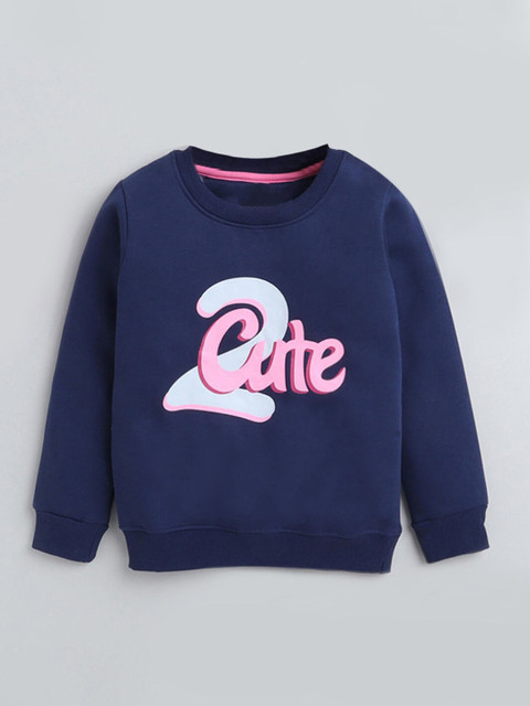 

Hopscotch Girls Navy Blue Printed Sweatshirt