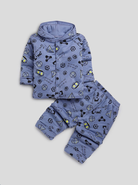 

Hopscotch Boys Blue & Black Printed Night suit
