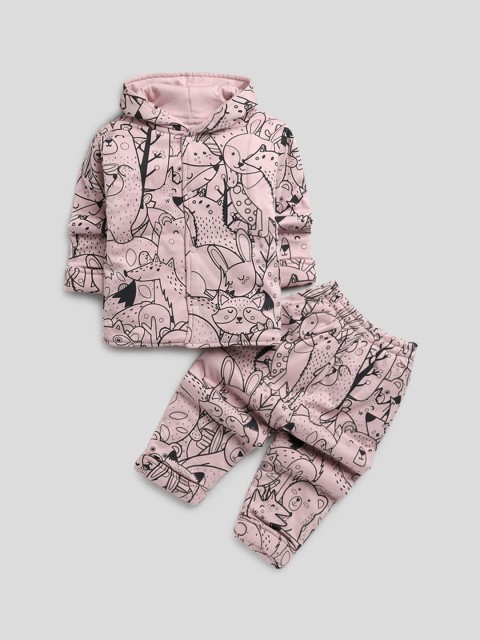 

Hopscotch Girls Pink & Black Printed Night suit