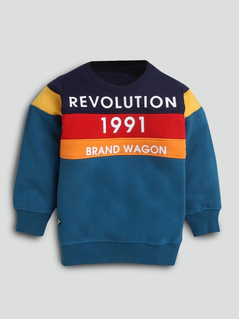 

Hopscotch Boys Green Colourblocked Sweatshirt