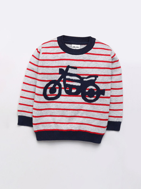 

Hopscotch Boys Red & Grey Striped Pullover